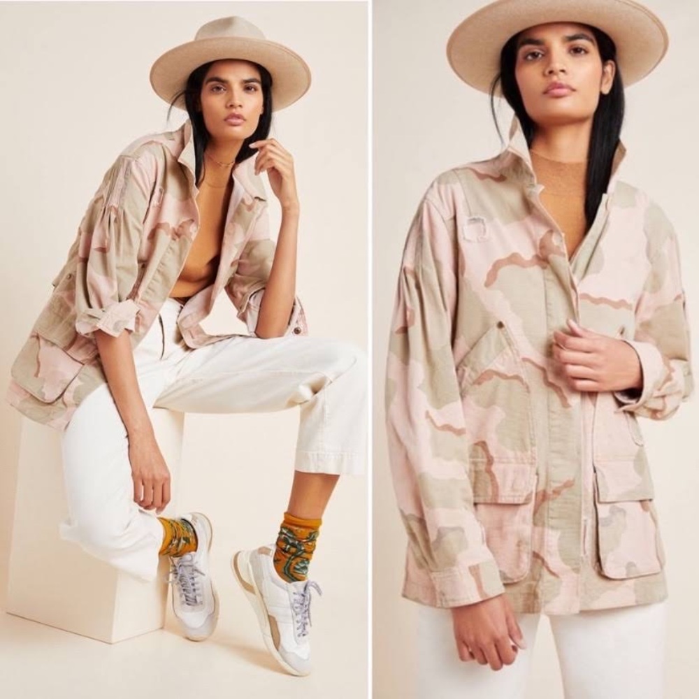 Anthropologie Pink Camo Jacket